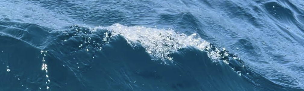 Fotografie einer glänzend blaue Welle auf dem Meer
